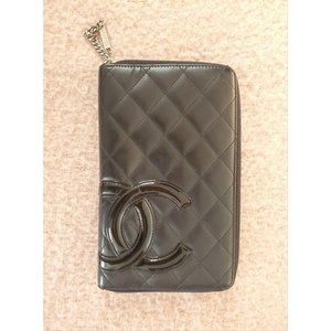 CHANEL Cambon Ligne Black Quilted Lambskin Zip Around Wallet